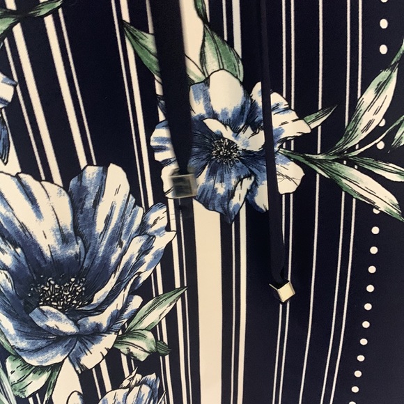 NWT 🌸JR Midnight Blue/Multi Floral Striped Kerchief Hem Midi Dress - Picture 9 of 16